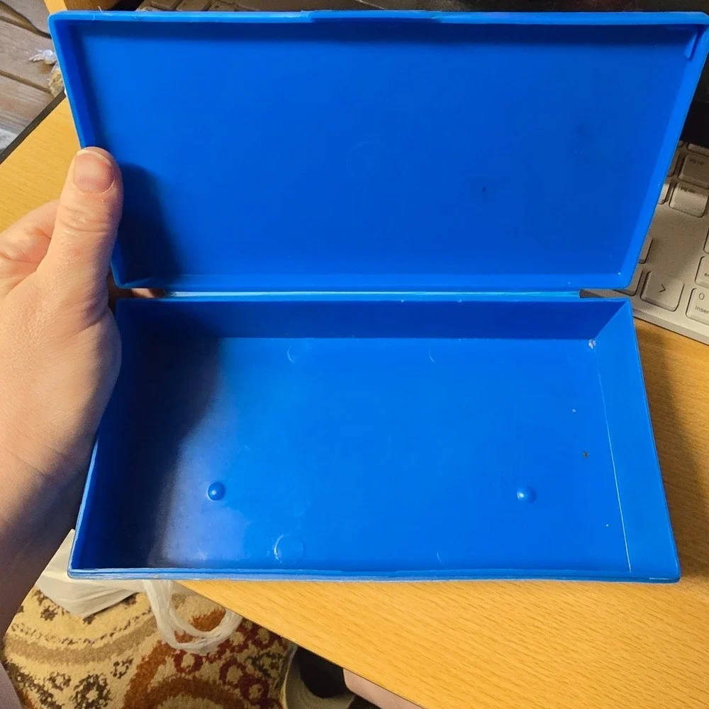Peanuts Pencil Case 1965 Blue Plastic Box VTG Rare HTF School Supplies No. 387